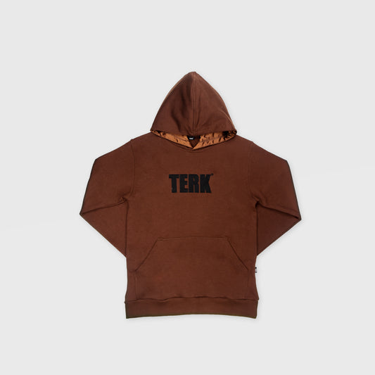 BLACK TERK CHOCOLATE HOODIE WITH EMBROIDERED LOGO