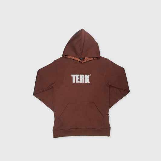 WHITE TERK CHOCOLATE HOODIE WITH EMBROIDERED LOGO