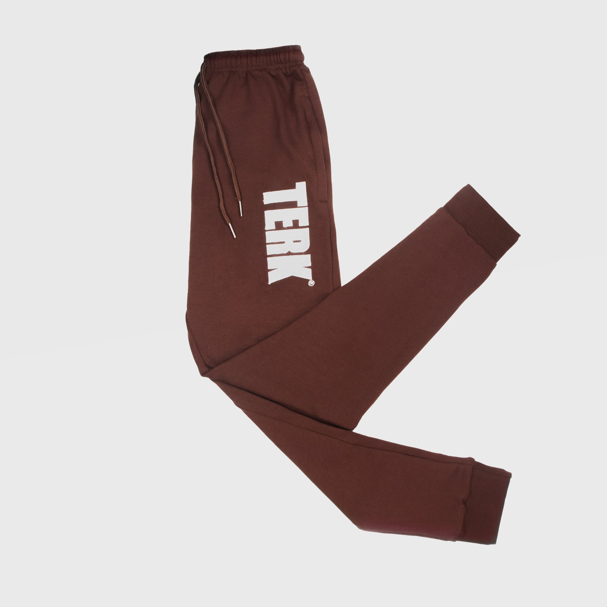 CHOCOLATE SWEATPANTS WITH WHITE TERK EMBROIDERED LOGO